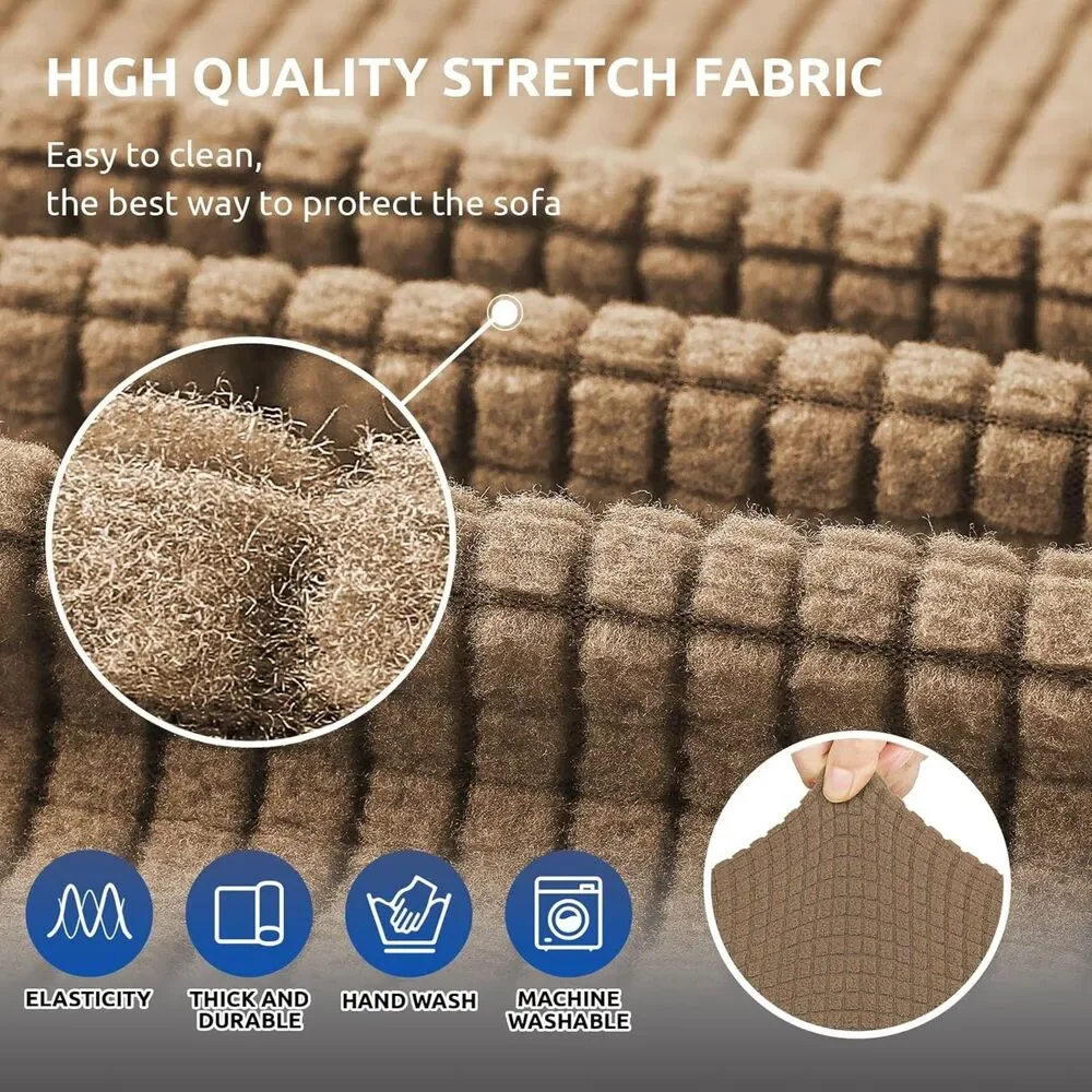 KEKUOU Stretch Loveseat Couch Cover - Camel